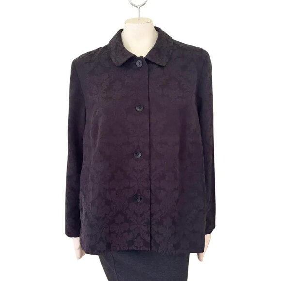 J.JILL Damask Brocade Button Front Jacket in Black SZ 18 - Picture 11 of 11